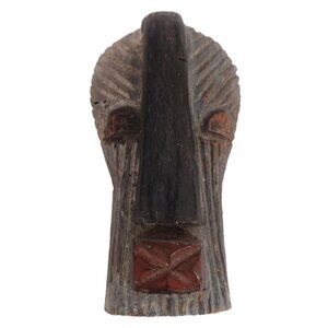 Vintage Hand-Carved Nigerian Wooden Face Mask